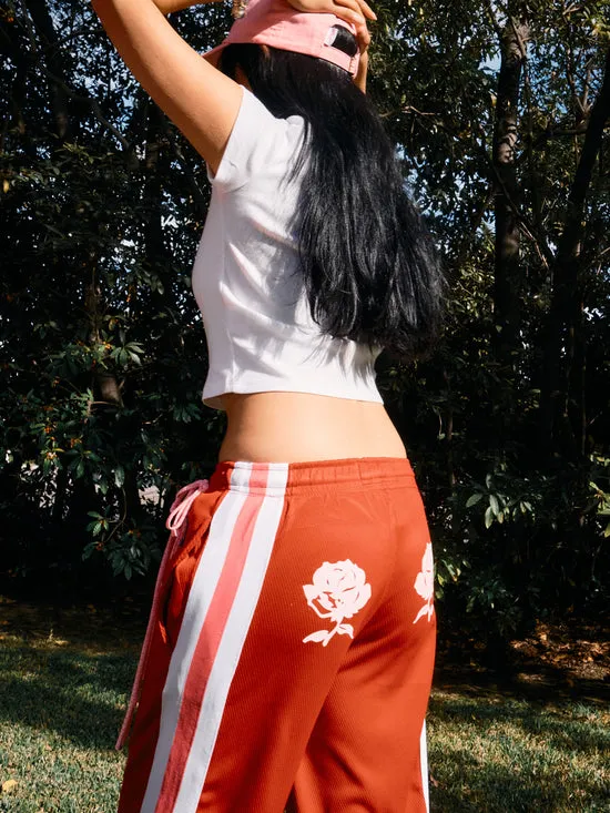 Lisa Says Gah Bows and Rose Lacrosse Pants Red Pink Women Bottoms