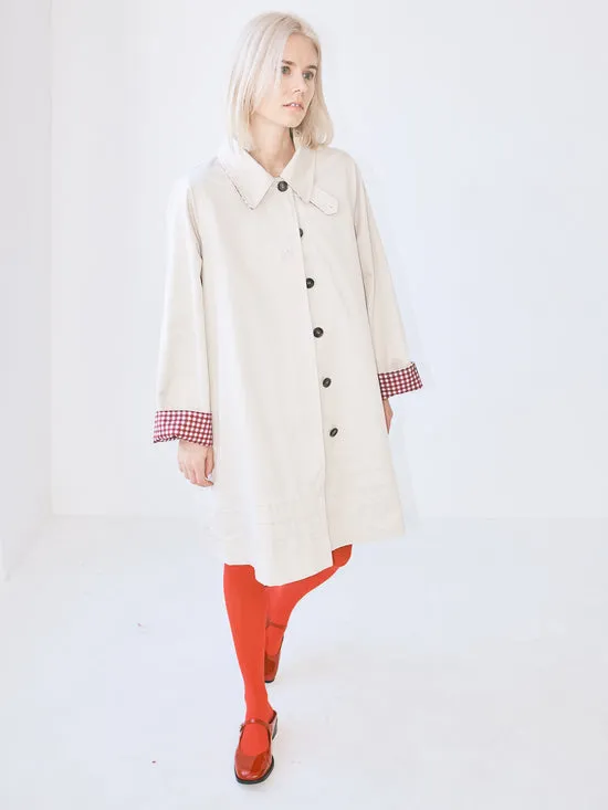 Lisa Says Gah Jackets Outerwear Women Mercedes Bow Reversible Trench Gingham U0026 Ecru
