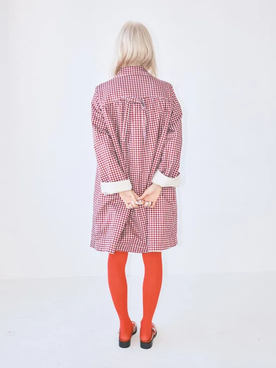 Lisa Says Gah Jackets Outerwear Women Mercedes Bow Reversible Trench Gingham U0026 Ecru