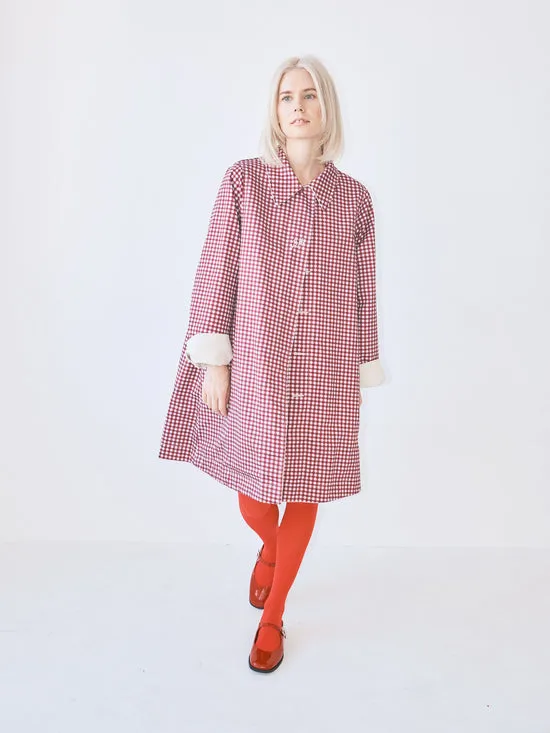 Lisa Says Gah Jackets Outerwear Women Mercedes Bow Reversible Trench Gingham U0026 Ecru