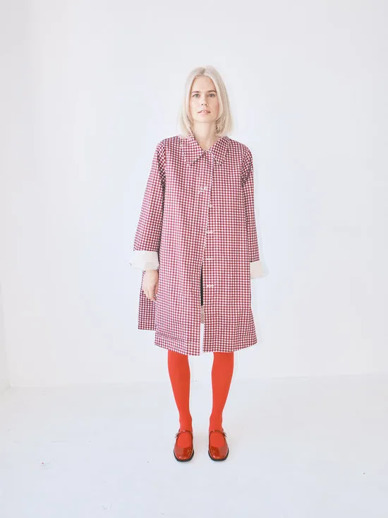 Lisa Says Gah Jackets Outerwear Women Mercedes Bow Reversible Trench Gingham U0026 Ecru