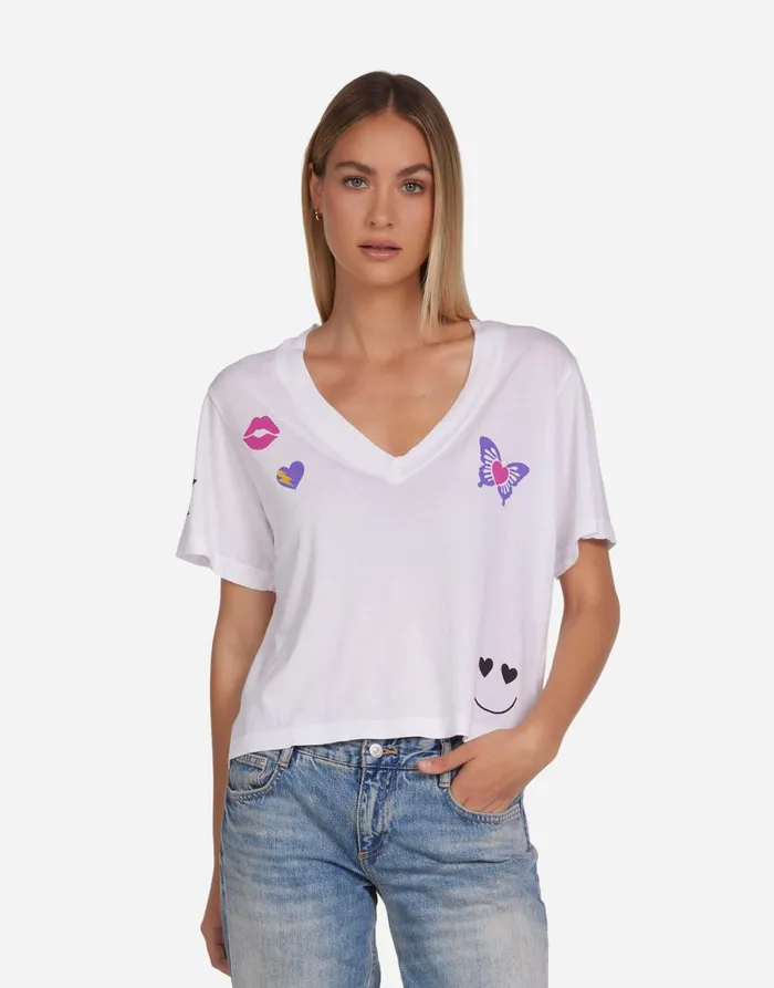 Lottie Love Collage White Women039s Lauren Moshi Short Sleeve