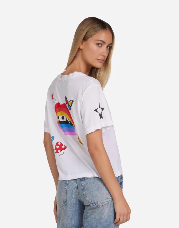 Lottie Love Collage White Women039s Lauren Moshi Short Sleeve
