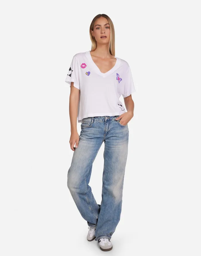 Lottie Love Collage White Women039s Lauren Moshi Short Sleeve