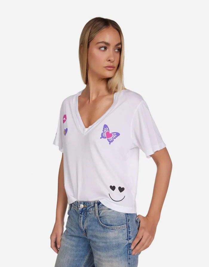 Lottie Love Collage White Women039s Lauren Moshi Short Sleeve