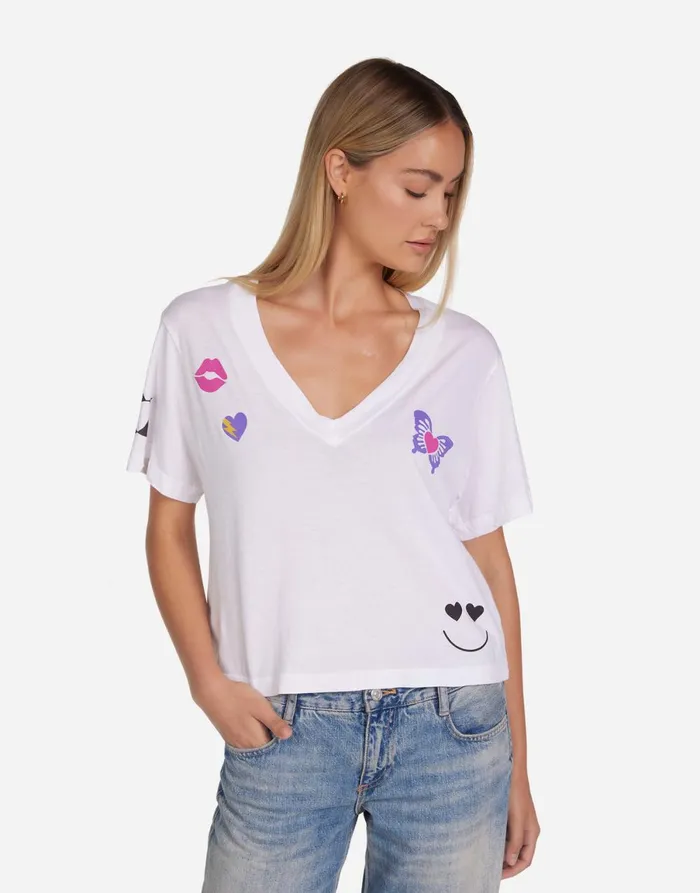 Lottie Love Collage White Women039s Lauren Moshi Short Sleeve