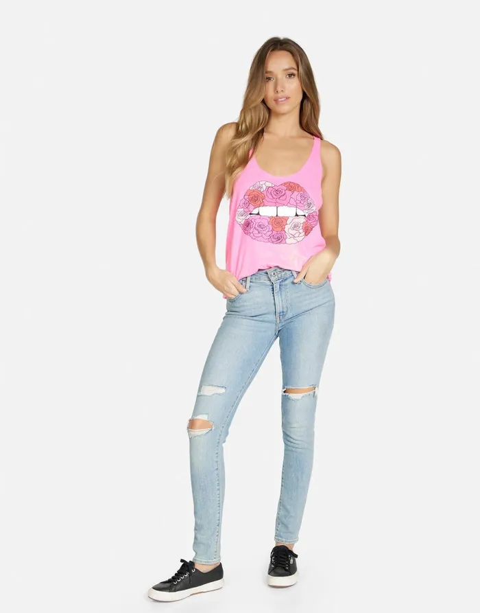 Maisie Rose Lip Neon Pink Women039s Lauren Moshi Tanks