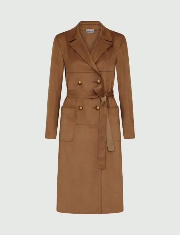 Marella Coats And Trench Coats Women Long Jersey Trench Coat Tobacco Brown