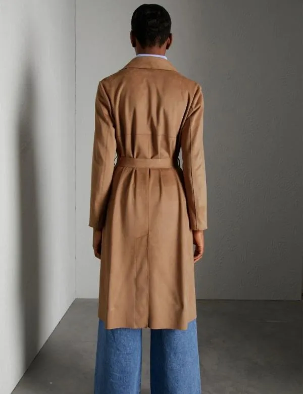 Marella Coats And Trench Coats Women Long Jersey Trench Coat Tobacco Brown
