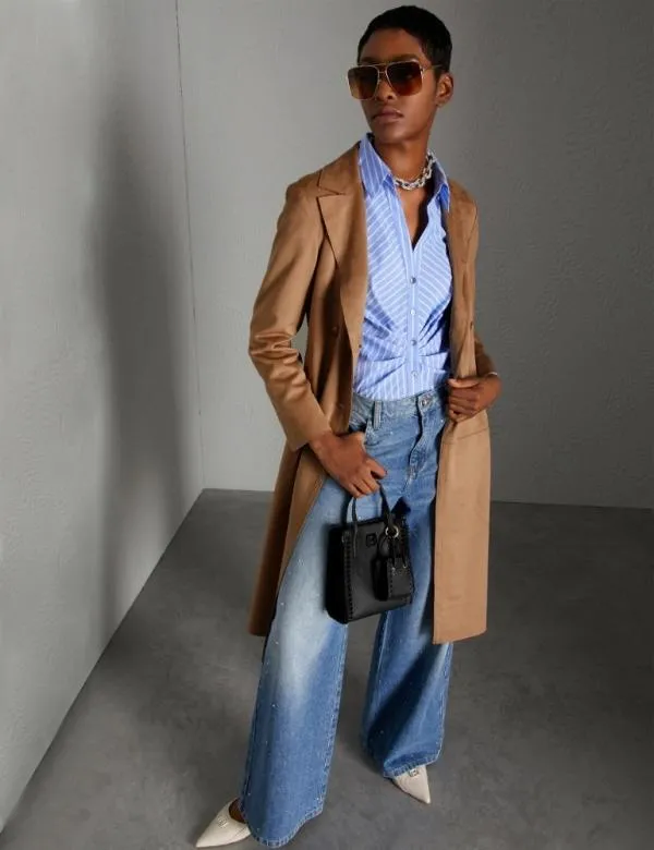 Marella Coats And Trench Coats Women Long Jersey Trench Coat Tobacco Brown