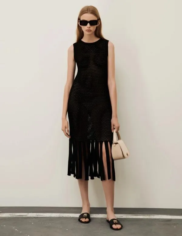 Marella Dresses Women Knit Dress With Sheath Dress Black