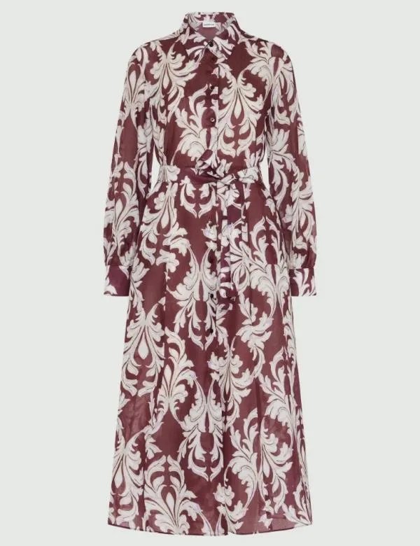 Marella Dresses Women Patterned Shirt Dress Bordeaux