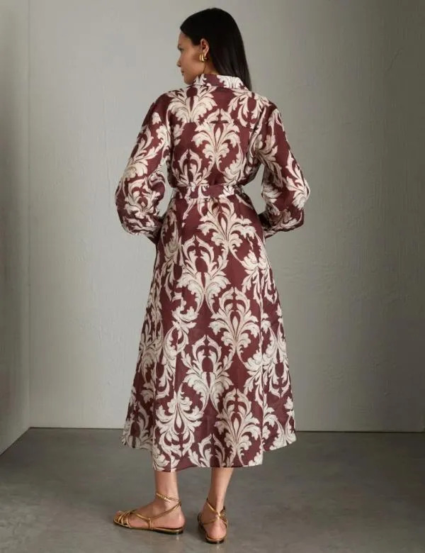 Marella Dresses Women Patterned Shirt Dress Bordeaux