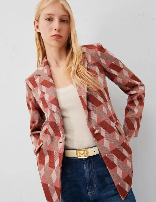 Marella Jackets Women Jacquard Blazer Rust
