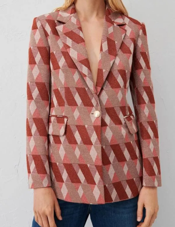 Marella Jackets Women Jacquard Blazer Rust