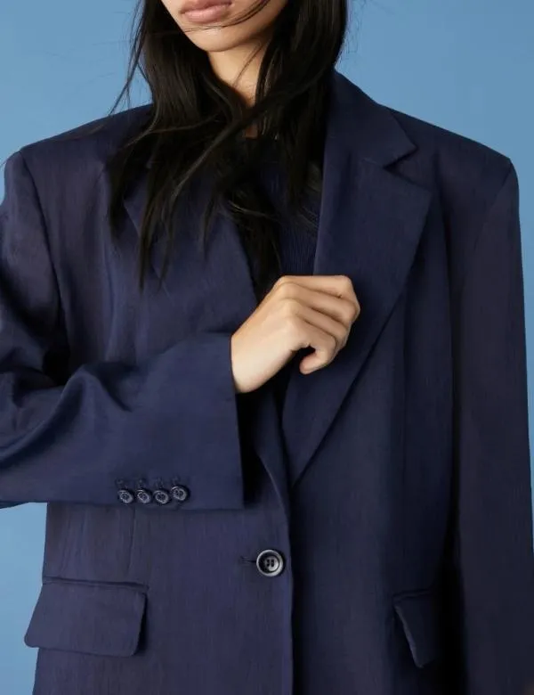 Marella Jackets Women Linenblend Blazer Midnightblue