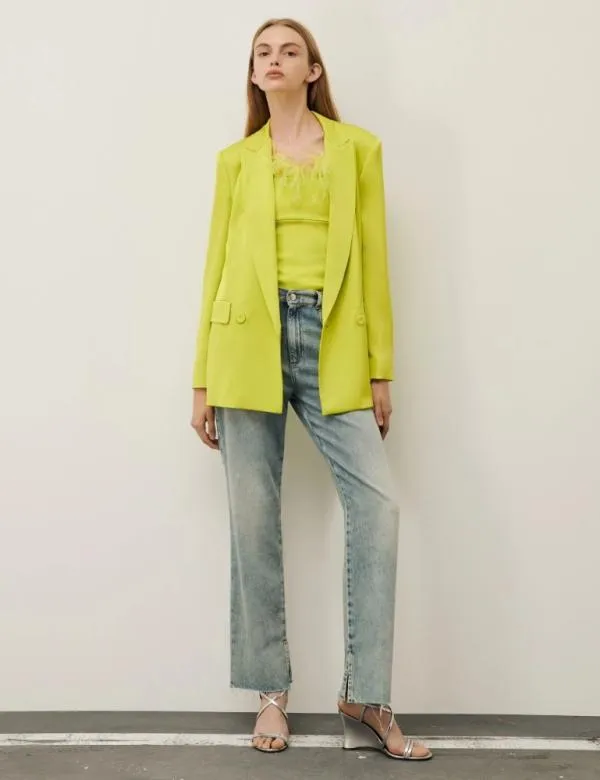 Marella Jackets Women Satin Blazer Lime