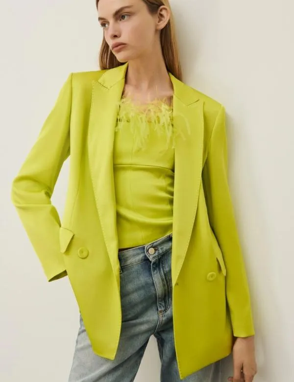 Marella Jackets Women Satin Blazer Lime