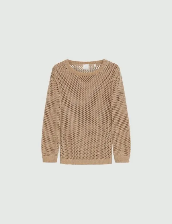 Marella Knitwear Women Openwork Sweater Beige
