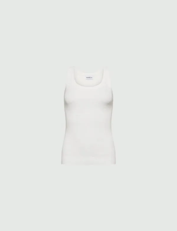 Marella Knitwear Women Slimfit Ribbed Top White