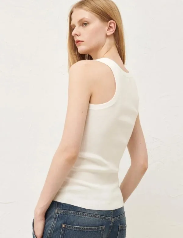 Marella Knitwear Women Slimfit Ribbed Top White