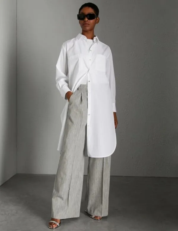 Marella Shirts Women Long Poplin Shirt White