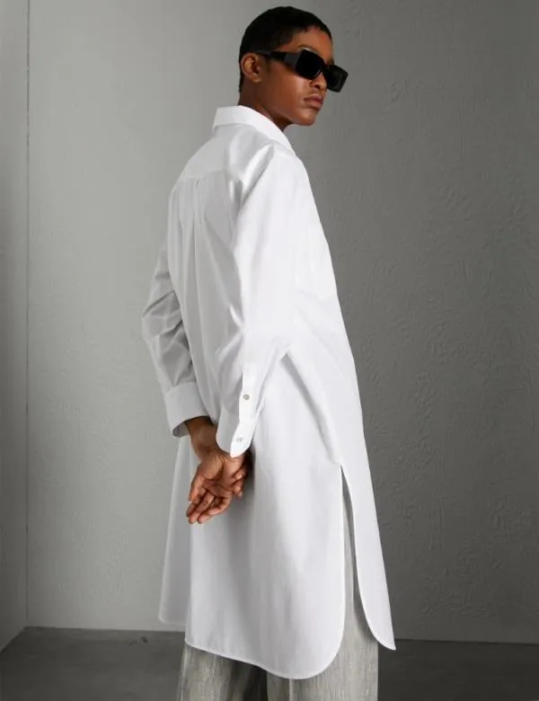Marella Shirts Women Long Poplin Shirt White
