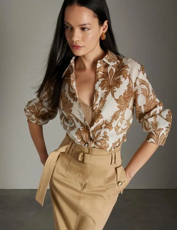 Marella Shirts Women Patterned Shirt Natural
