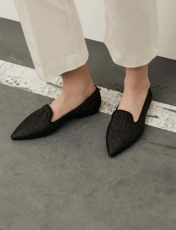 Marella Shoes Women Raffia Slippers Black