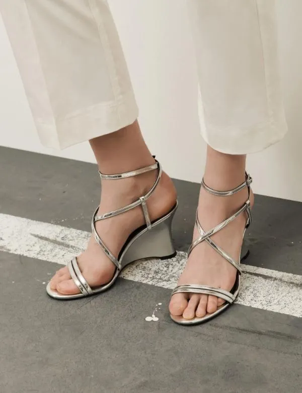 Marella Shoes Women Wedge Sandals Silver