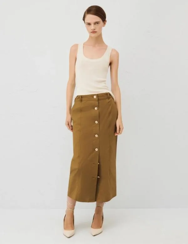 Marella Skirts Women Buttonup Skirt Olive