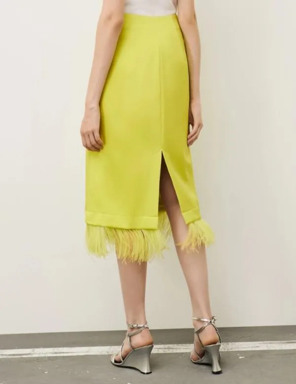 Marella Skirts Women Fringed Skirt Lime