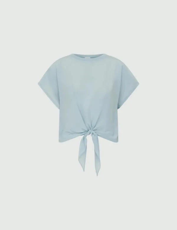 Marella Tops And TShirt Women Knotdetail Tshirt Skyblue