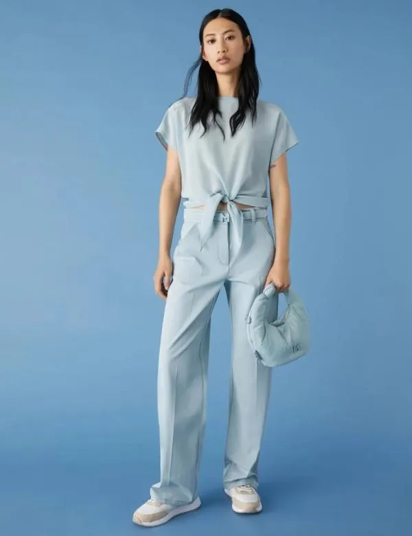 Marella Tops And TShirt Women Knotdetail Tshirt Skyblue