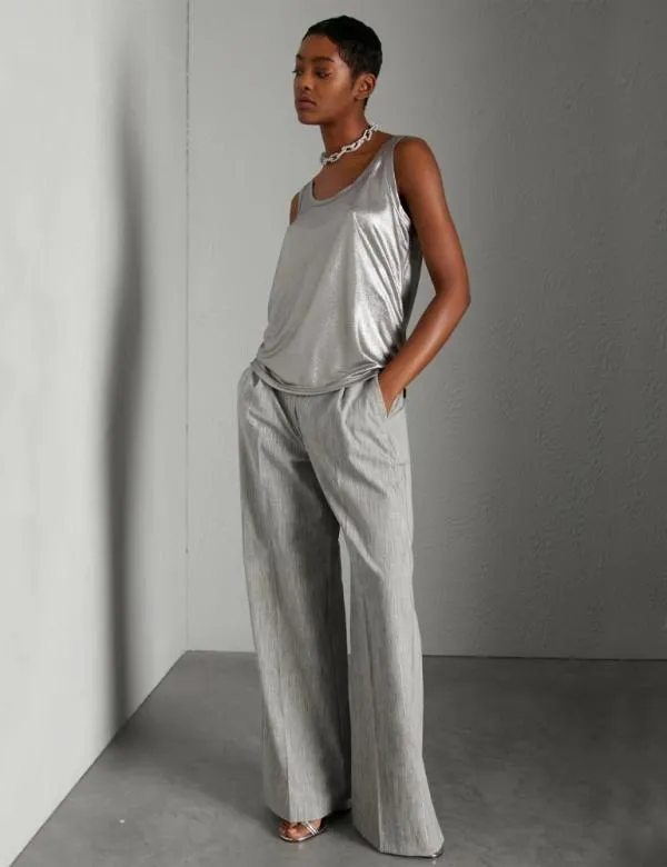Marella Tops And TShirt Women Laminated Jersey Top Grey