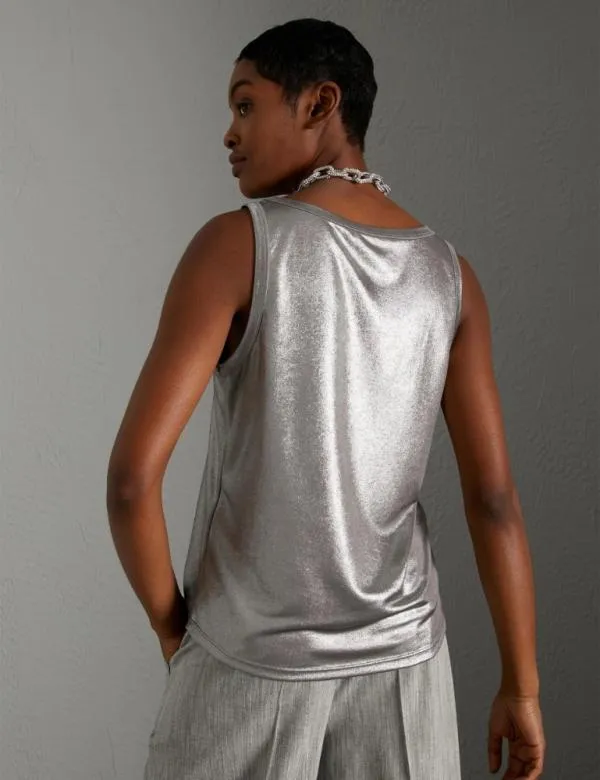 Marella Tops And TShirt Women Laminated Jersey Top Grey