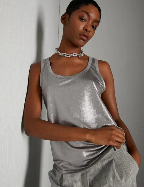 Marella Tops And TShirt Women Laminated Jersey Top Grey