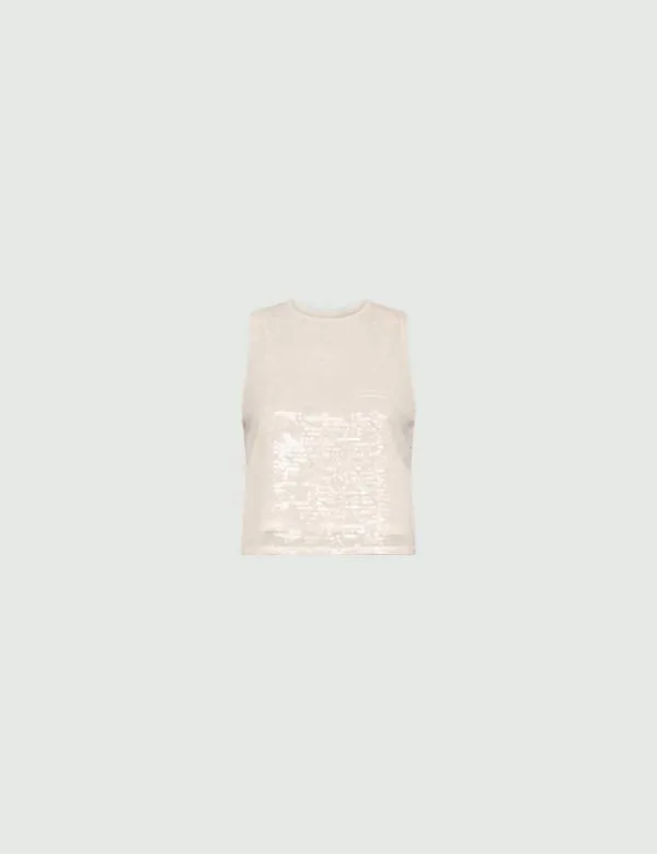 Marella Tops And TShirt Women Sequin Top Optical White
