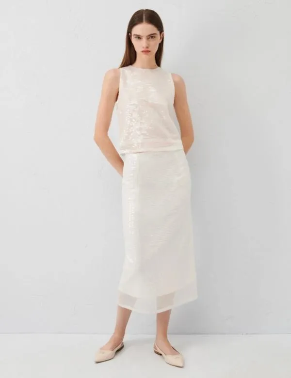 Marella Tops And TShirt Women Sequin Top Optical White