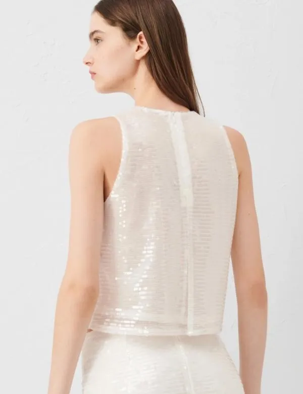 Marella Tops And TShirt Women Sequin Top Optical White
