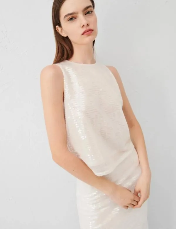 Marella Tops And TShirt Women Sequin Top Optical White