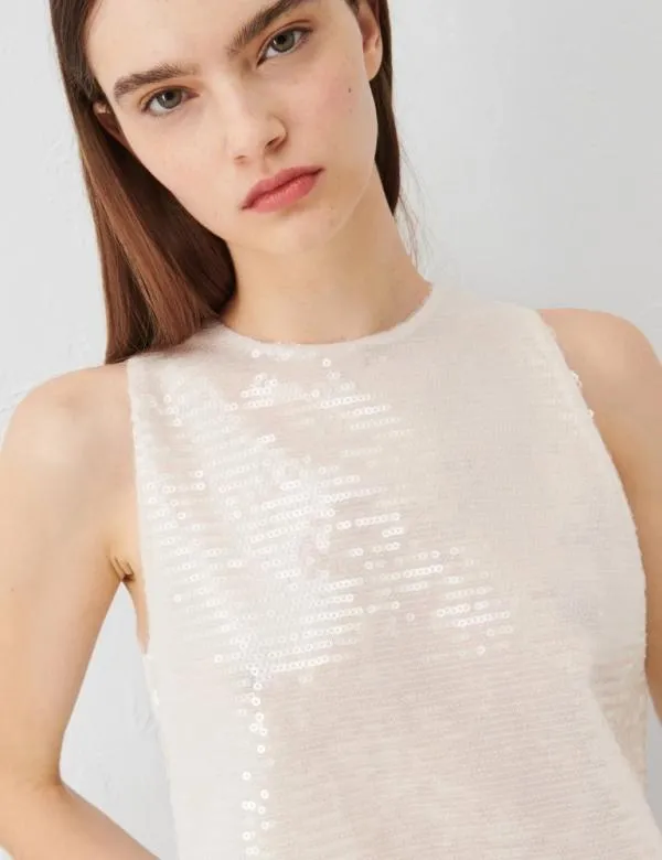 Marella Tops And TShirt Women Sequin Top Optical White