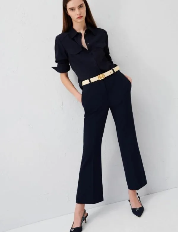 Marella Trousers Women Flared Trousers Navy