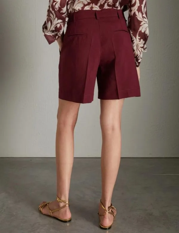 Marella Trousers Women Linenblend Shorts Bordeaux