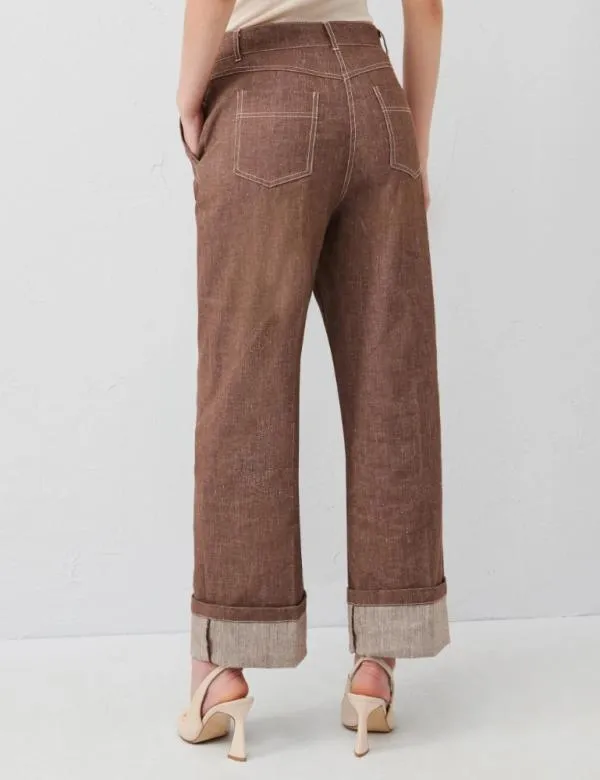 Marella Trousers Women Linenblend Trousers Brown