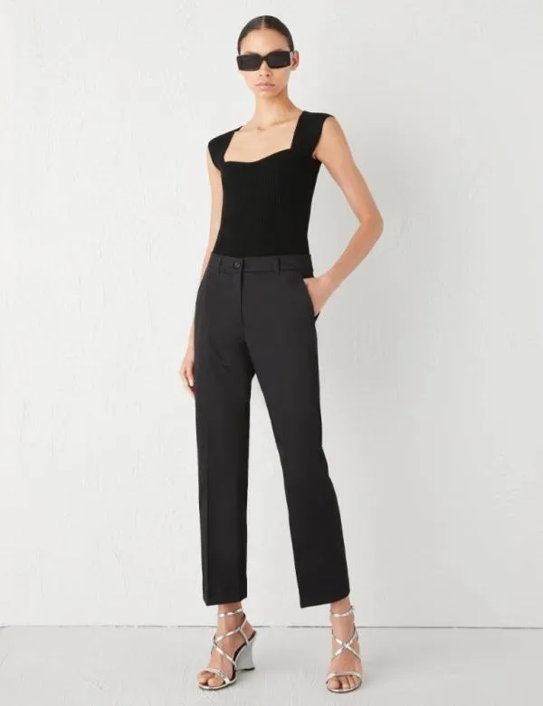 Marella Trousers Women Satin Trousers Black