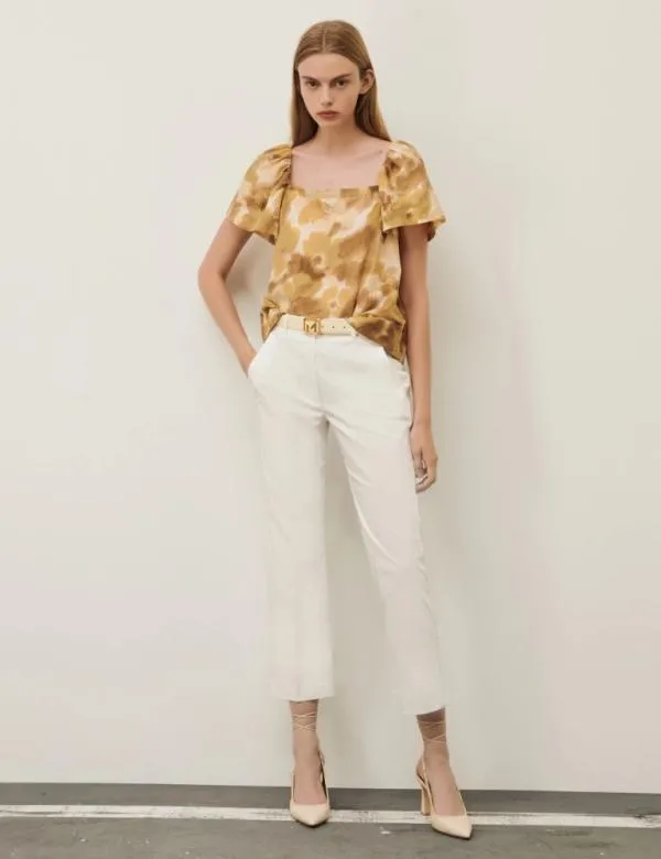 Marella Trousers Women Satin Trousers White