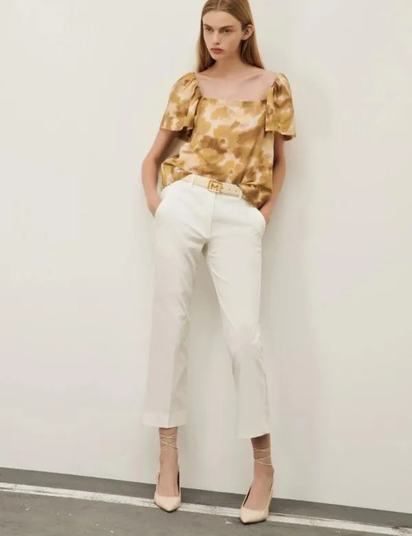 Marella Trousers Women Satin Trousers White