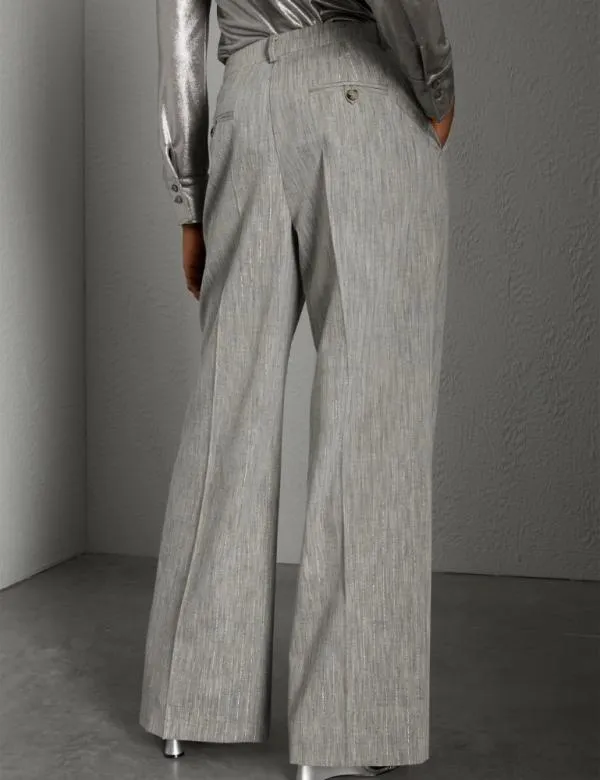 Marella Trousers Women Wideleg Melange Trousers Grey