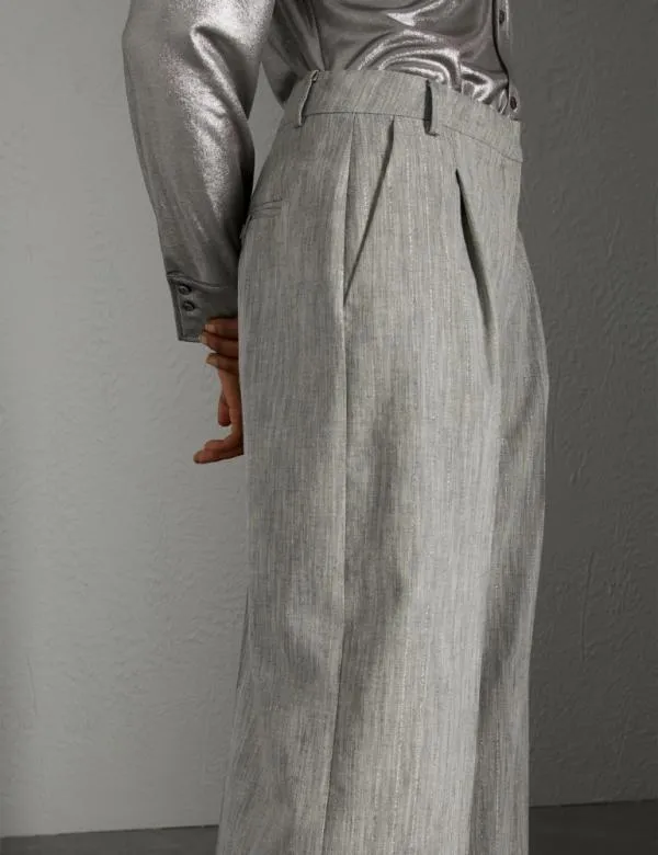 Marella Trousers Women Wideleg Melange Trousers Grey